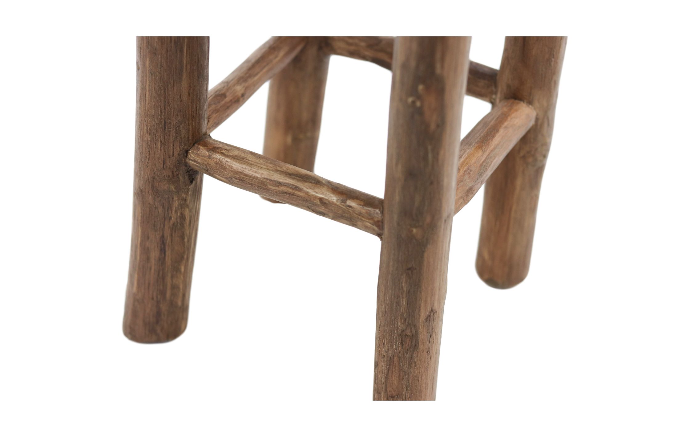 Round stool 4 legs - 35x35x45cm - Natural teak